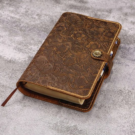 ✨ Currently being restocked. Thank you for your patience!✨ Custom Leather Bible Cover – Embossed KJV Holy Bible Case with Optional Engraving | Hand-Stitched Christian Gift for Women