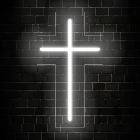 Jesus Cross Neon Sign - USB Powered LED Wall Decor for Home, Christmas, Easter, Wedding, Birthday Parties