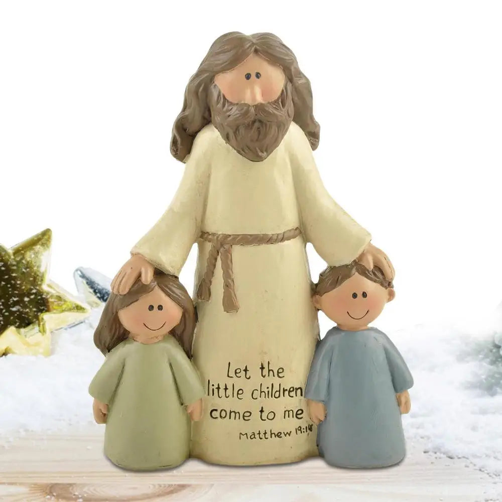 Jesus with Children Resin Figurine – Catholic Christian Decor for Home, Church or Christmas Gift