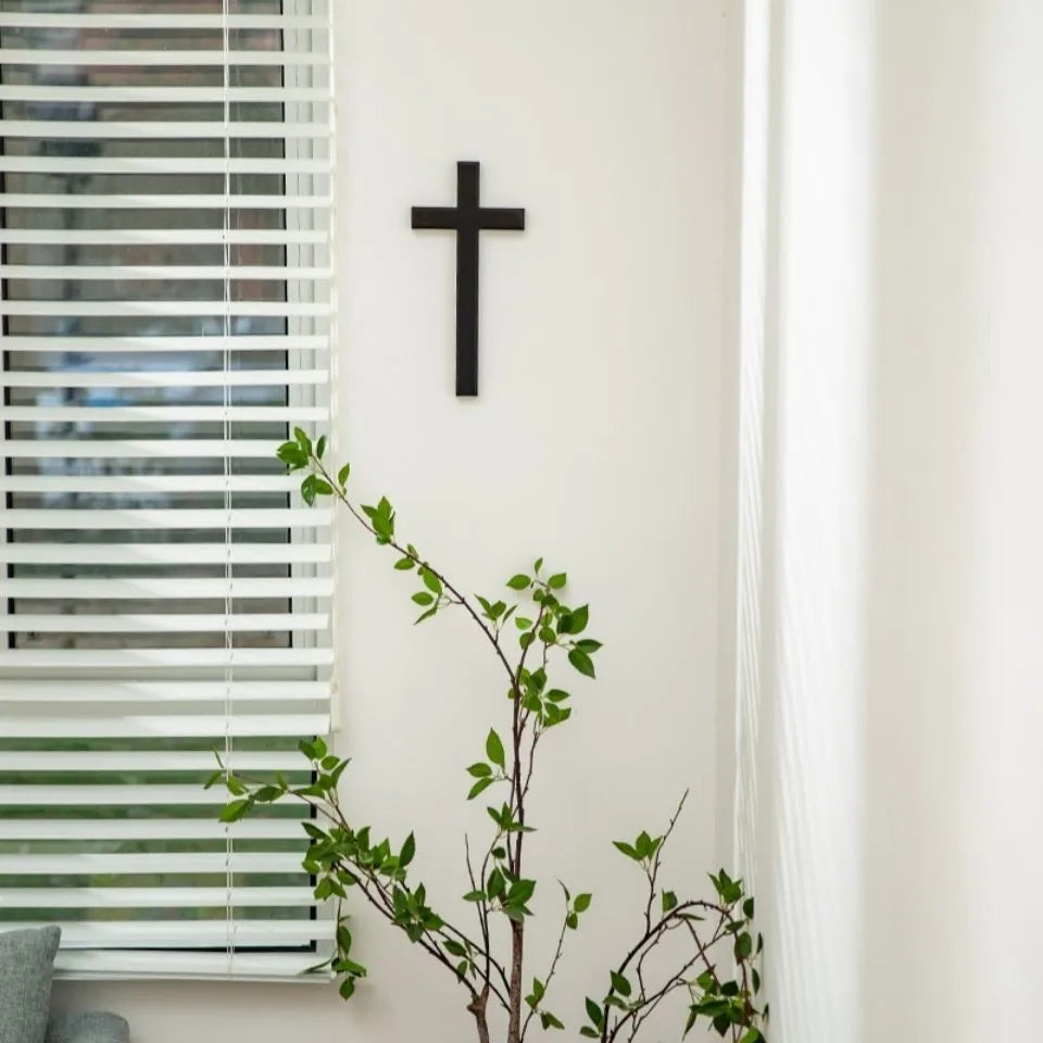 Wooden Wall Cross – Black or White Christian Cross for Home, Church, or Gift