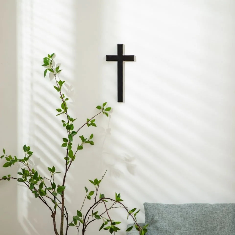 Wooden Wall Cross – Black or White Christian Cross for Home, Church, or Gift
