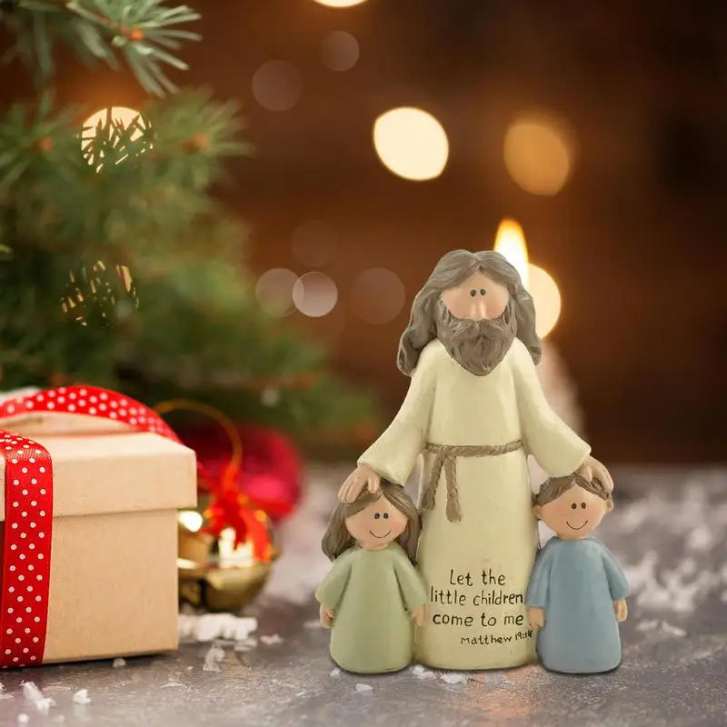 Jesus with Children Resin Figurine – Catholic Christian Decor for Home, Church or Christmas Gift