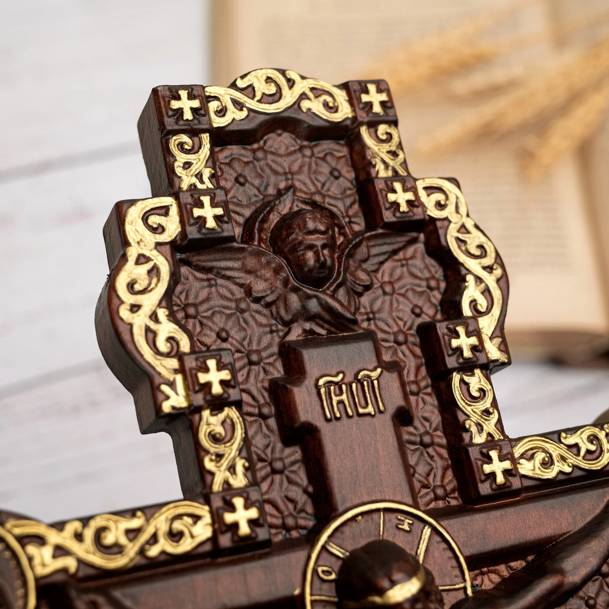 Russian Orthodox hand-carved wooden wall cross