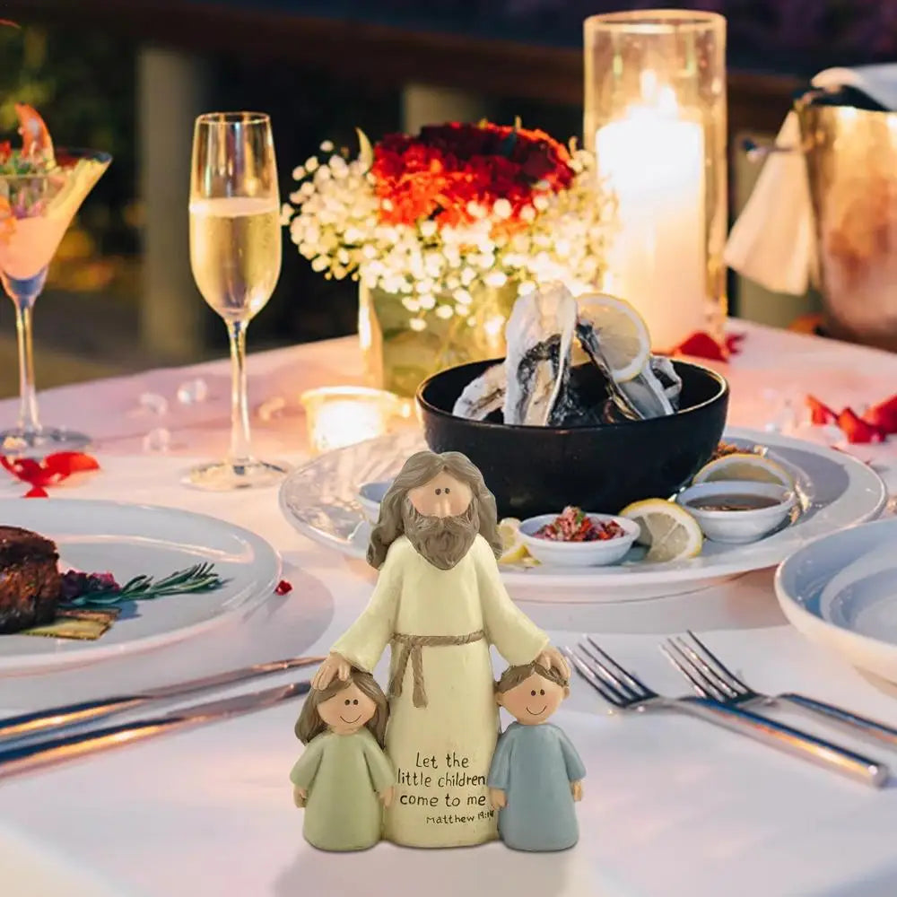 Jesus with Children Resin Figurine – Catholic Christian Decor for Home, Church or Christmas Gift
