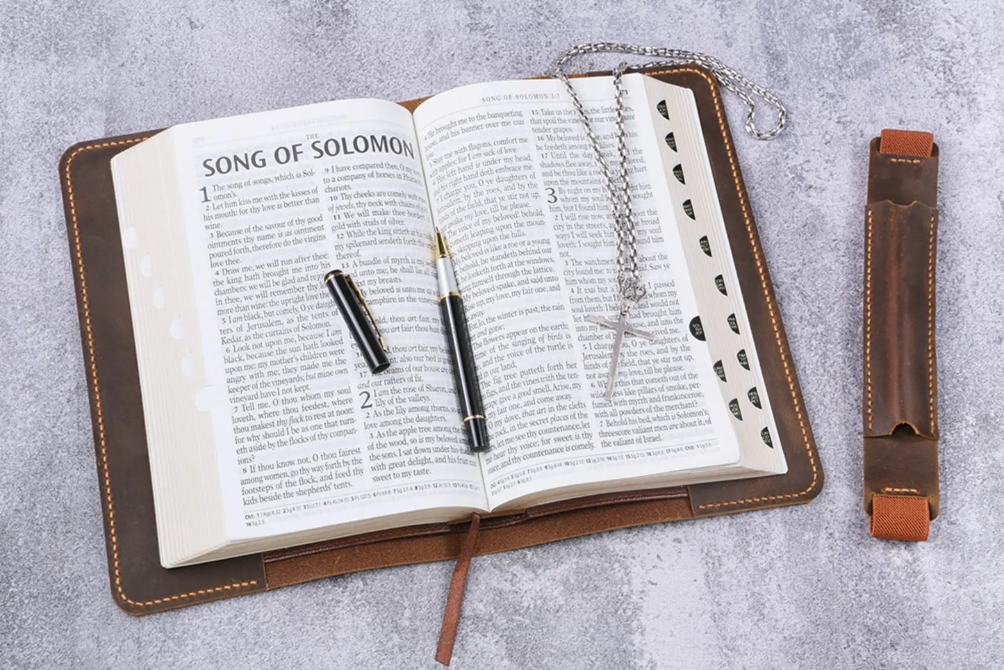 ✨Currently being restocked. Thank you for your patience!✨ Custom Leather Bible Cover for KJV – Free Engraving | Christian Gift for Him & He