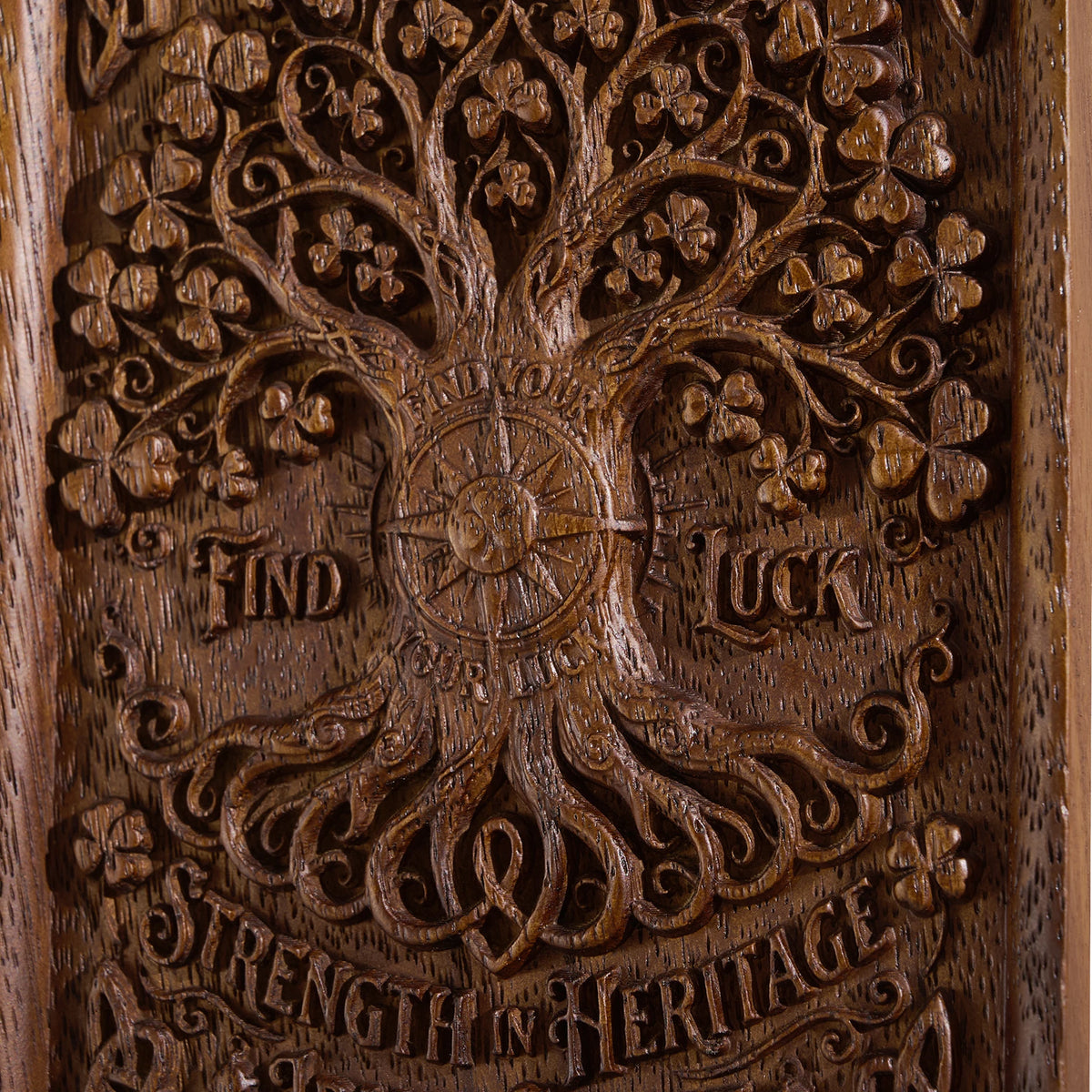 Tree of Life hand-carved wooden wall plaque with hooks