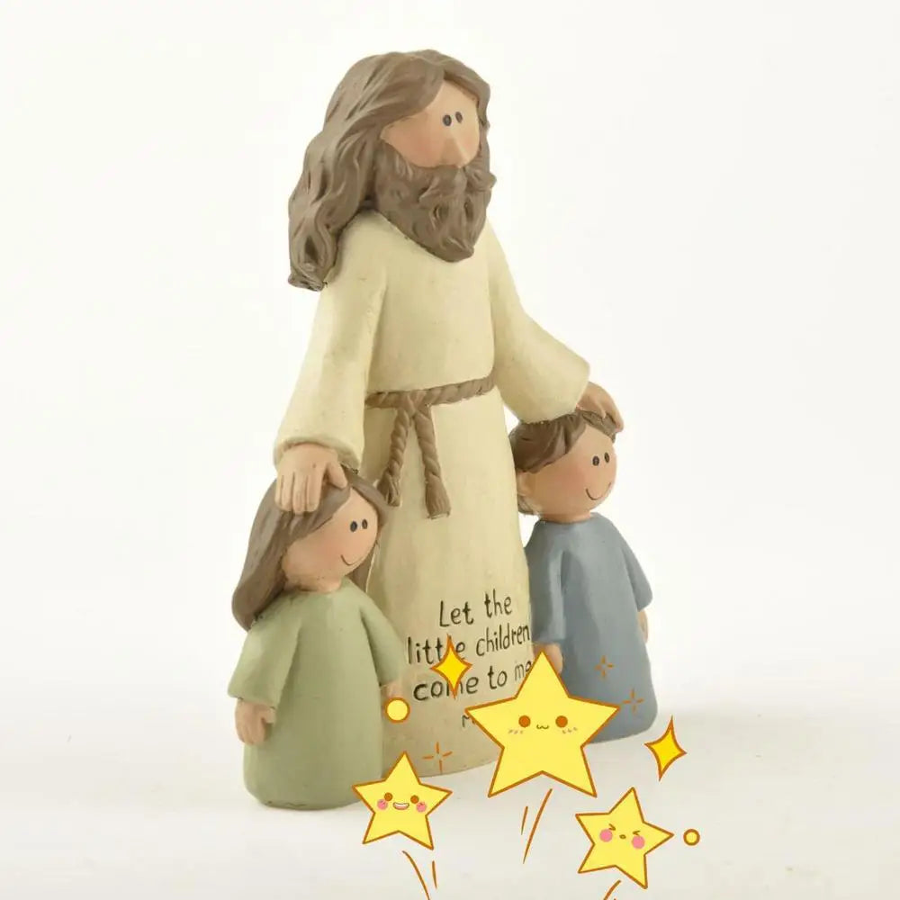 Jesus with Children Resin Figurine – Catholic Christian Decor for Home, Church or Christmas Gift