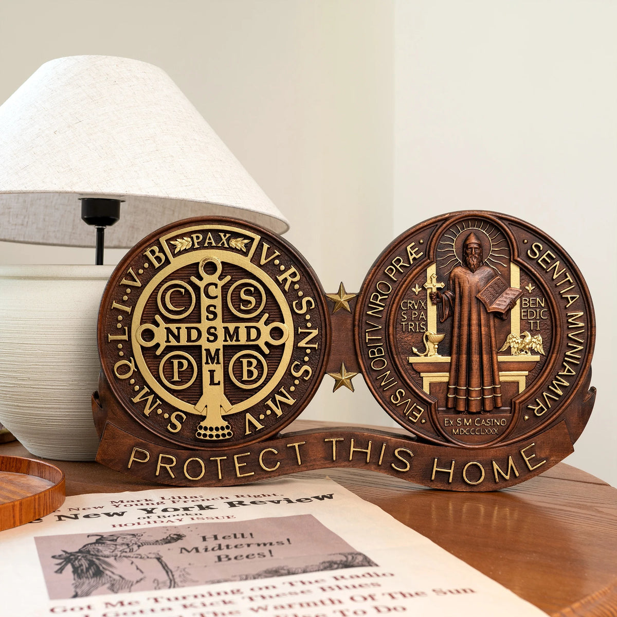 St. Benedict wooden medal home blessing ornament