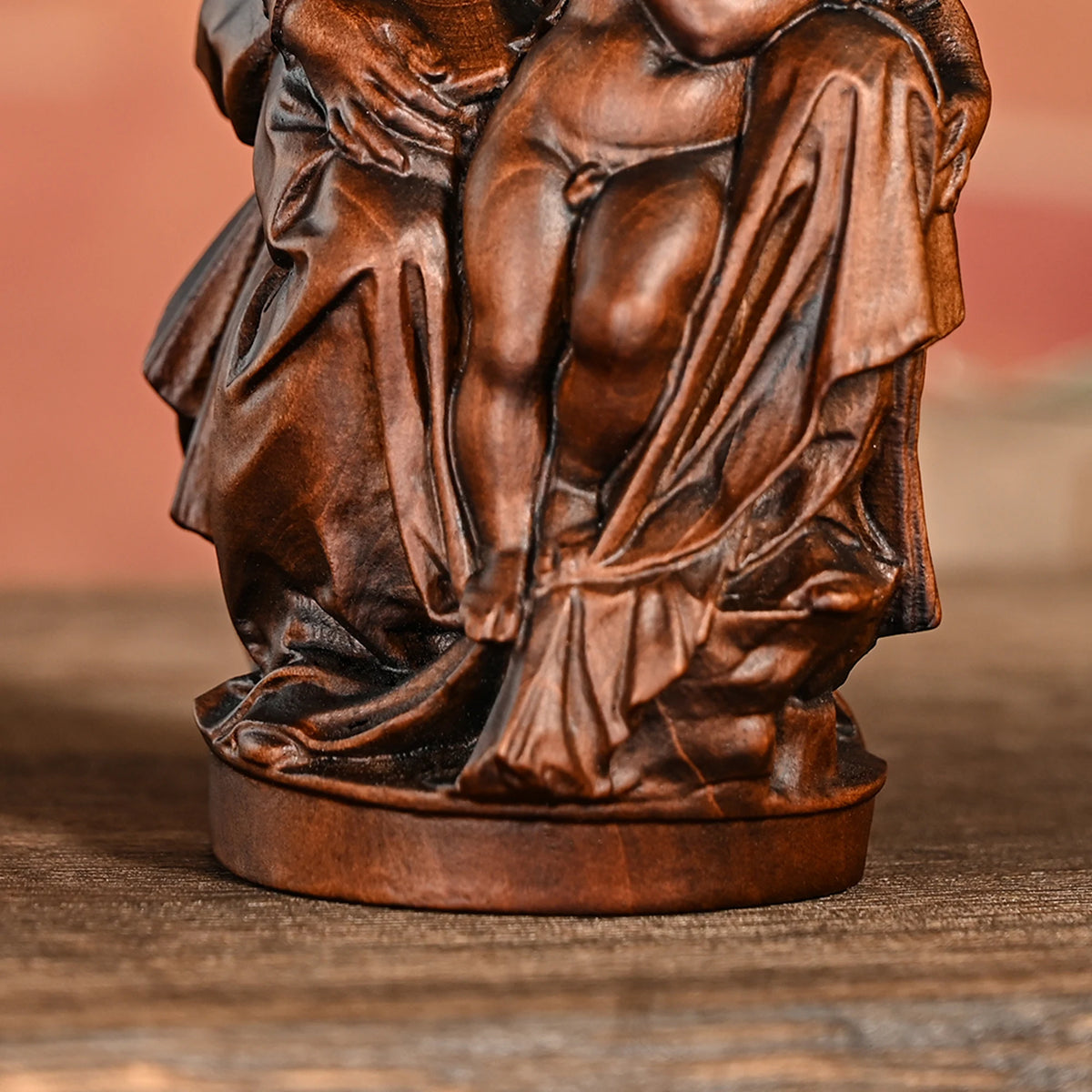 Madonna and Child hand-carved wooden statue