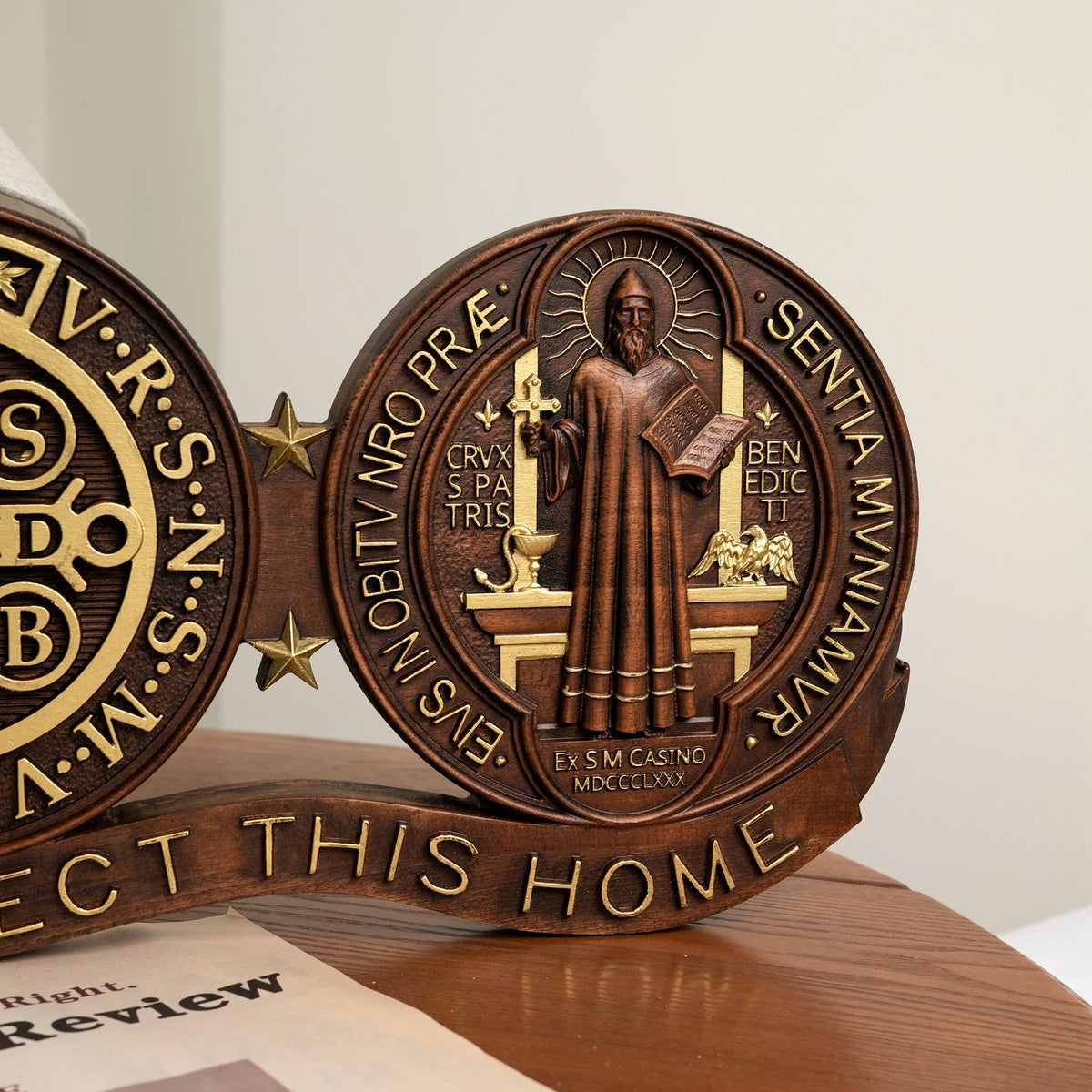 St. Benedict wooden medal home blessing ornament