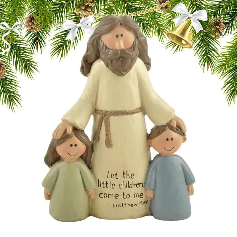 Jesus with Children Resin Figurine – Catholic Christian Decor for Home, Church or Christmas Gift
