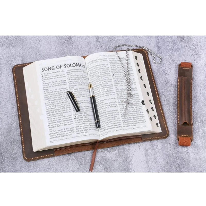 ✨Currently being restocked. Thank you for your patience!✨ Custom Leather Bible Cover for KJV – Free Engraving | Christian Gift for Him & He
