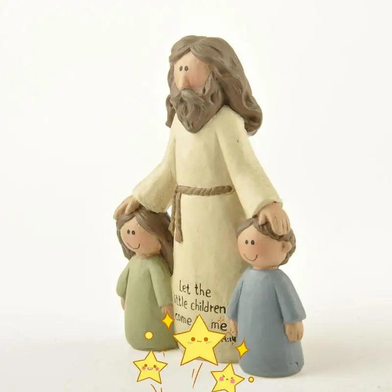 Jesus with Children Resin Figurine – Catholic Christian Decor for Home, Church or Christmas Gift