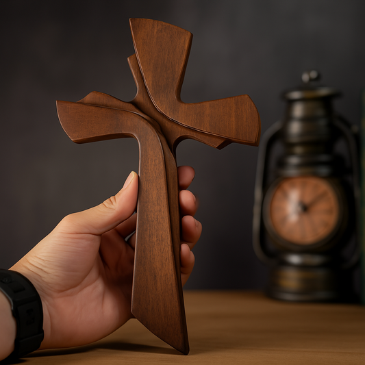 Handcrafted Beech Wood Cross – Wall-Mounted or Hand-Held | Christian Home Decor