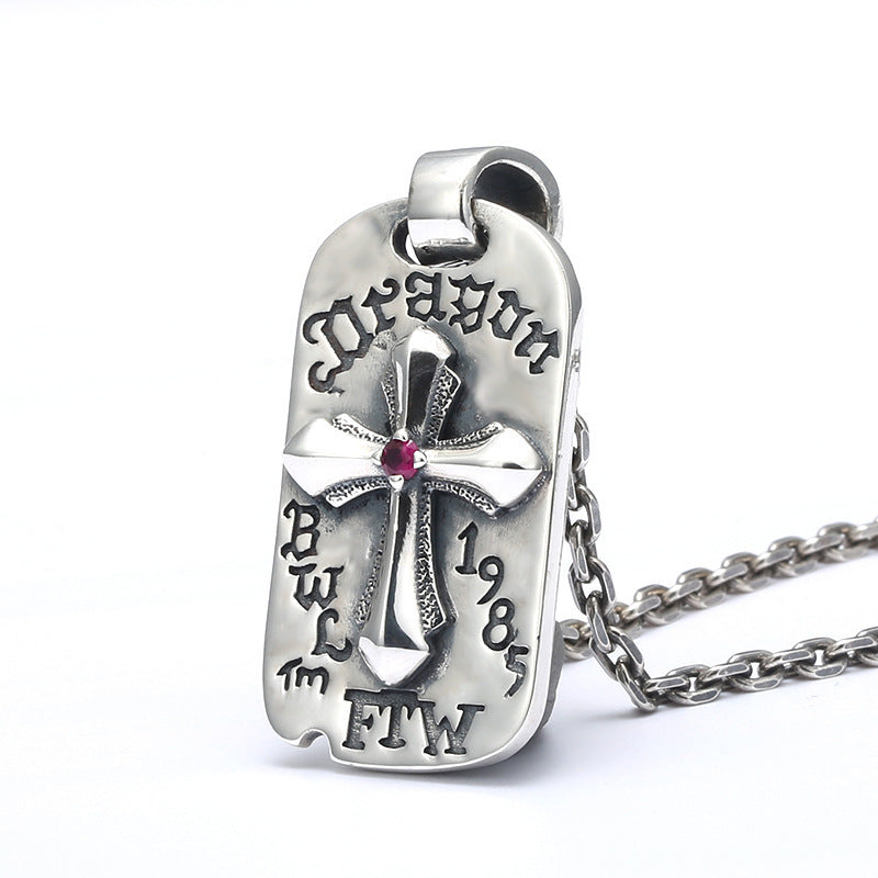 S925 Pure Distressed Thai Silver Cross Necklace For Men