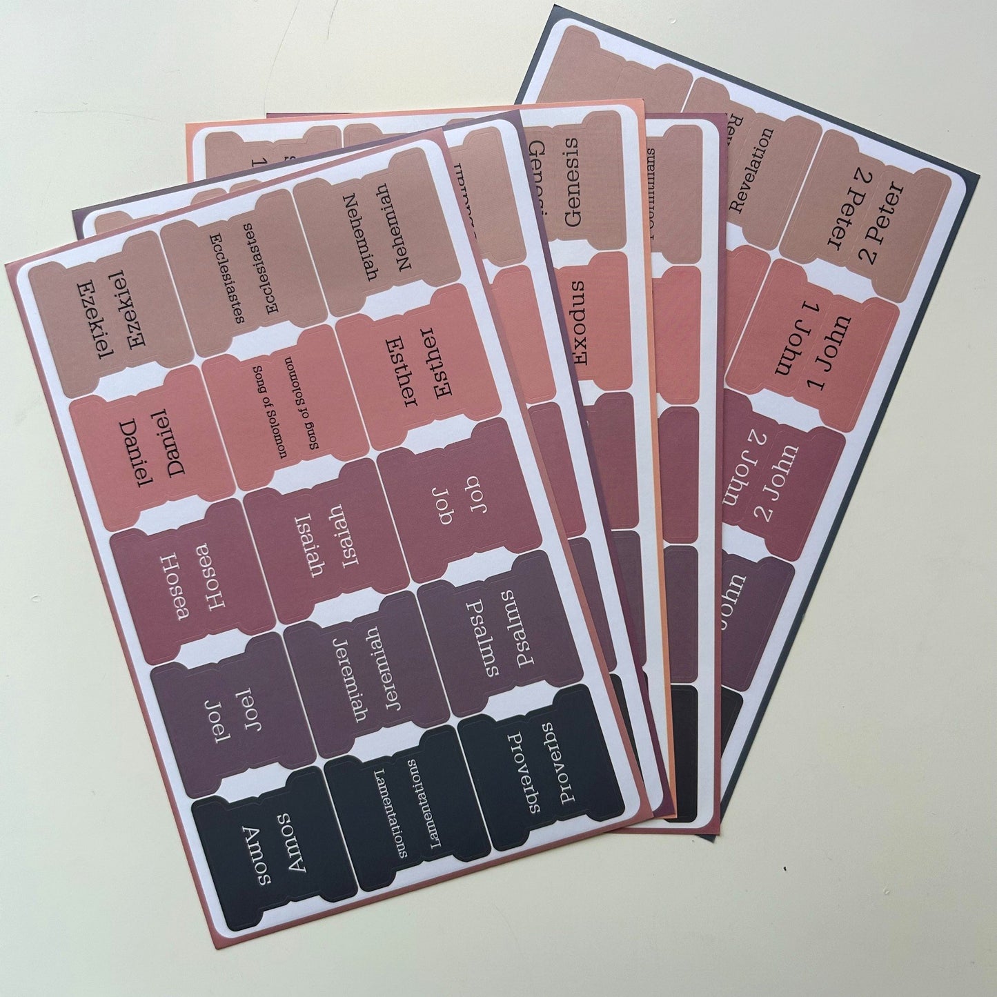 🚚🇺🇸 Ships from  CA-USA / Elegant Bible Index Tabs – Rose Tone | Easy-to-Apply Bible Book Stickers with Positioning Guide