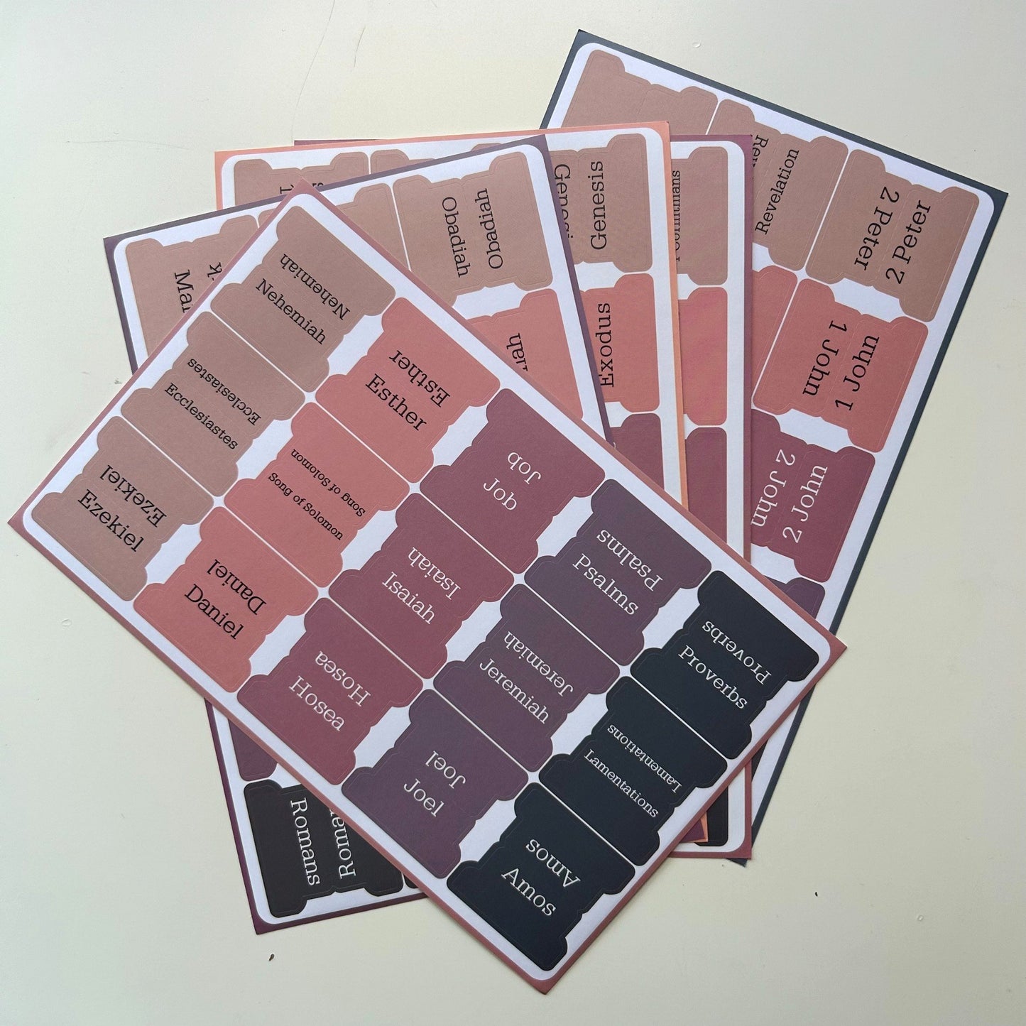 🚚🇺🇸 Ships from  CA-USA / Elegant Bible Index Tabs – Rose Tone | Easy-to-Apply Bible Book Stickers with Positioning Guide