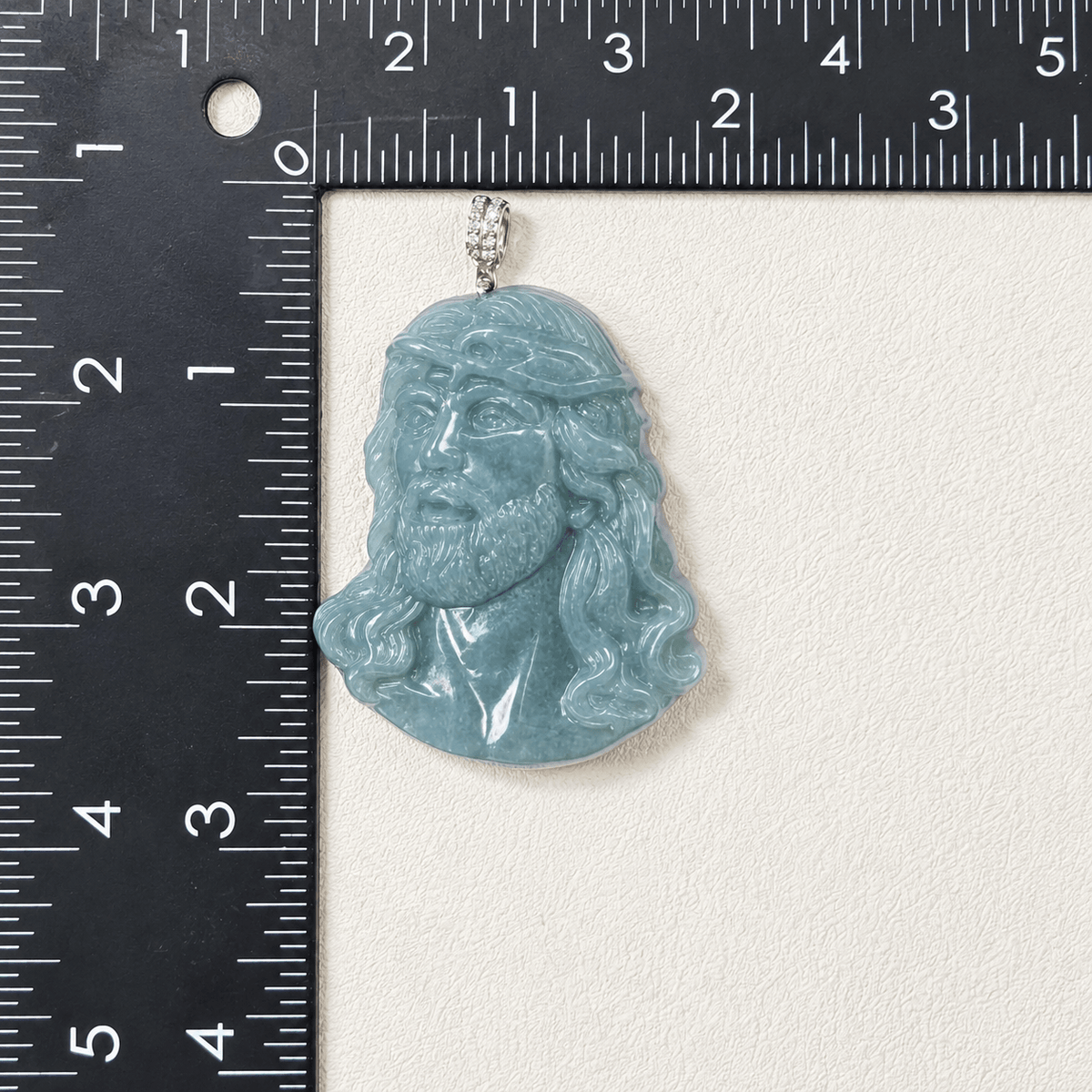 Natural Grade A Blue Water Jadeite Jesus Carving Pendant