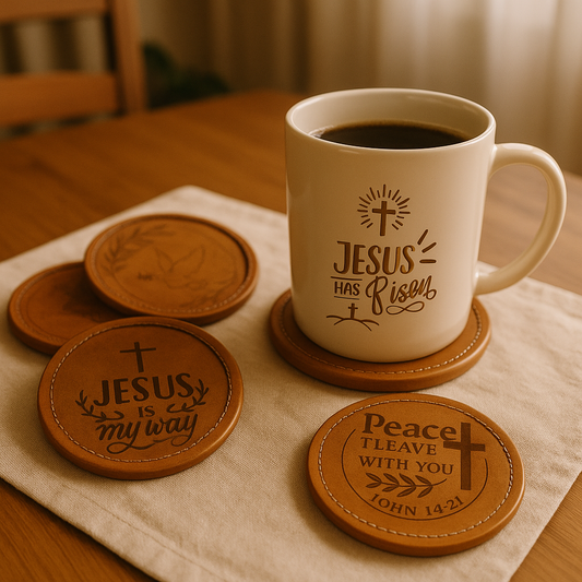 ✨ Handmade Christian Coaster Set（4pcs） |Scripture-Inspired Gifts  | Custom – Your Verse Your Name