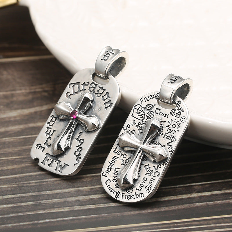 S925 Pure Distressed Thai Silver Cross Necklace For Men