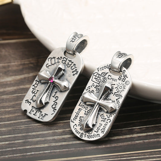 S925 Pure Distressed Thai Silver Cross Necklace For Men