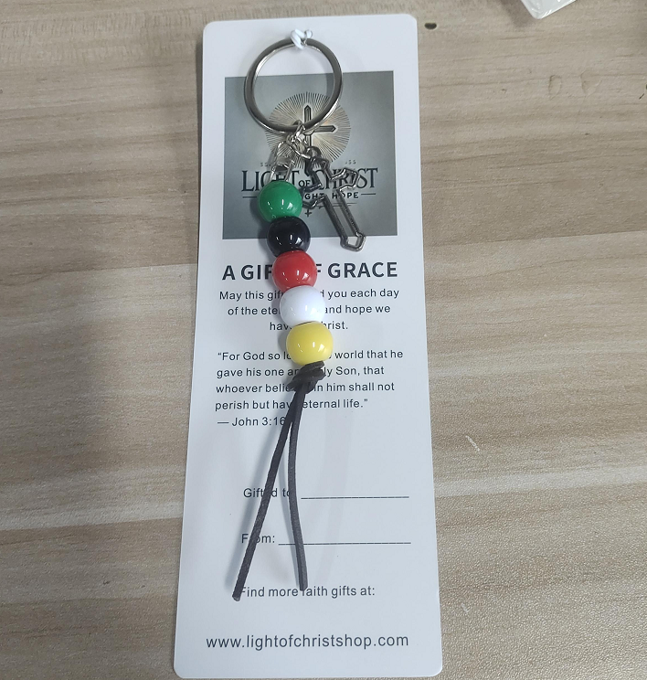 Five-color Gospel Beads Keychain - A Spiritual Testimony of Christ's Salvation