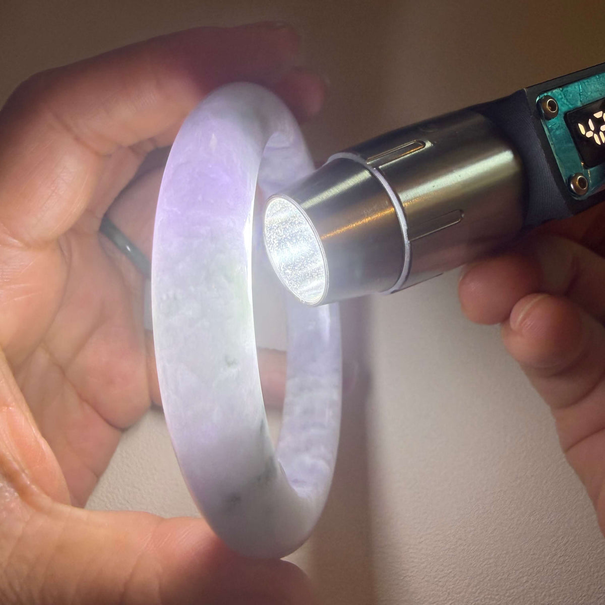 Grade A Lavender & Green Jadeite Bangle – 60mm