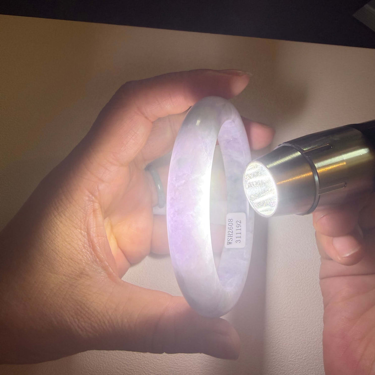 Grade A Lavender & Green Jadeite Bangle – 60mm