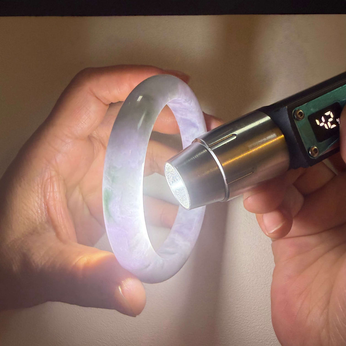 Grade A Lavender & Green Jadeite Bangle – 60mm