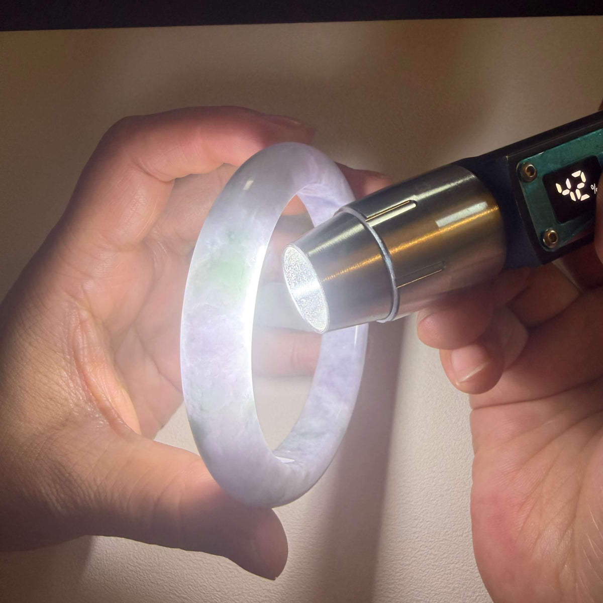 Grade A Lavender & Green Jadeite Bangle – 60mm