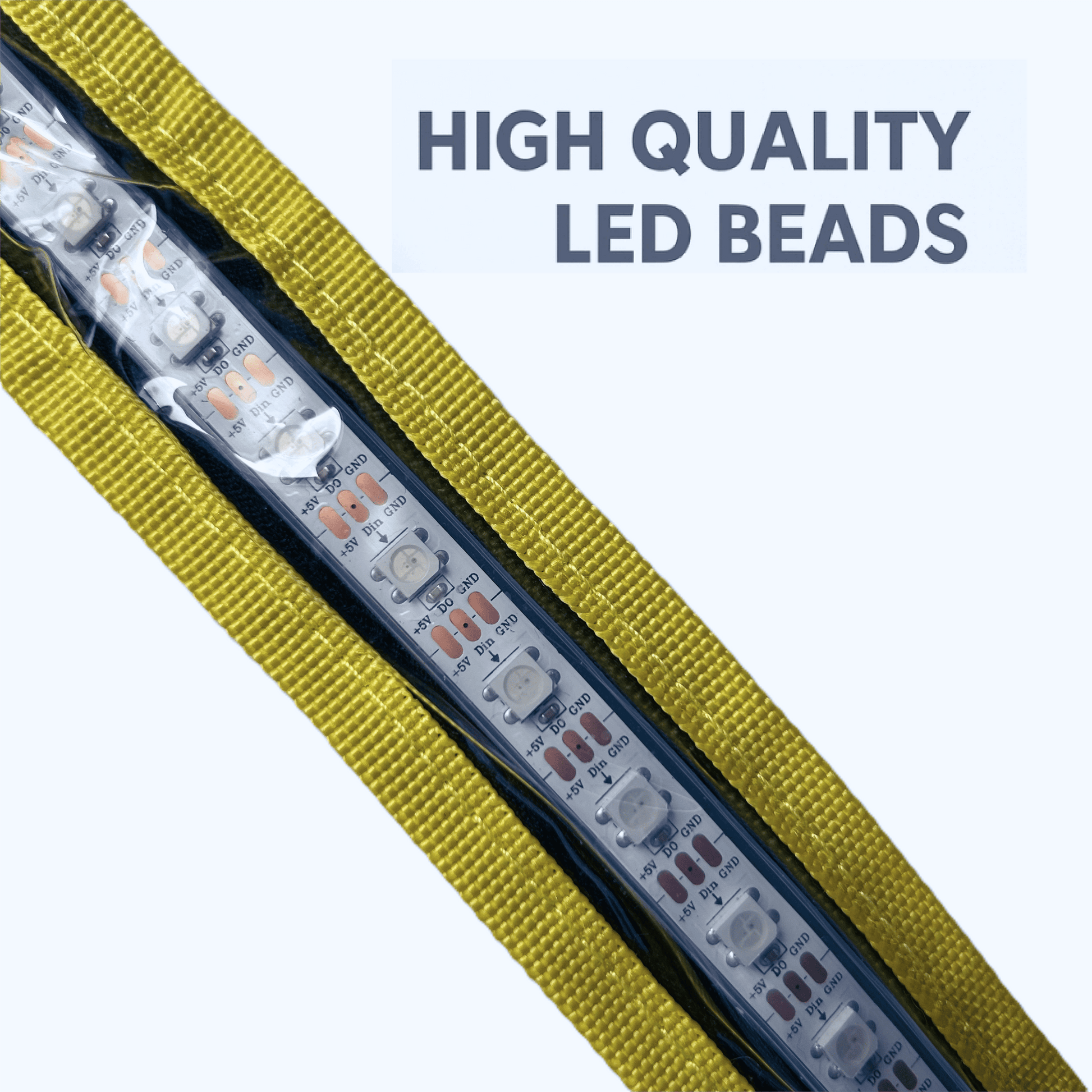 Close-up view of high-quality LED beads inside the LED safety strip