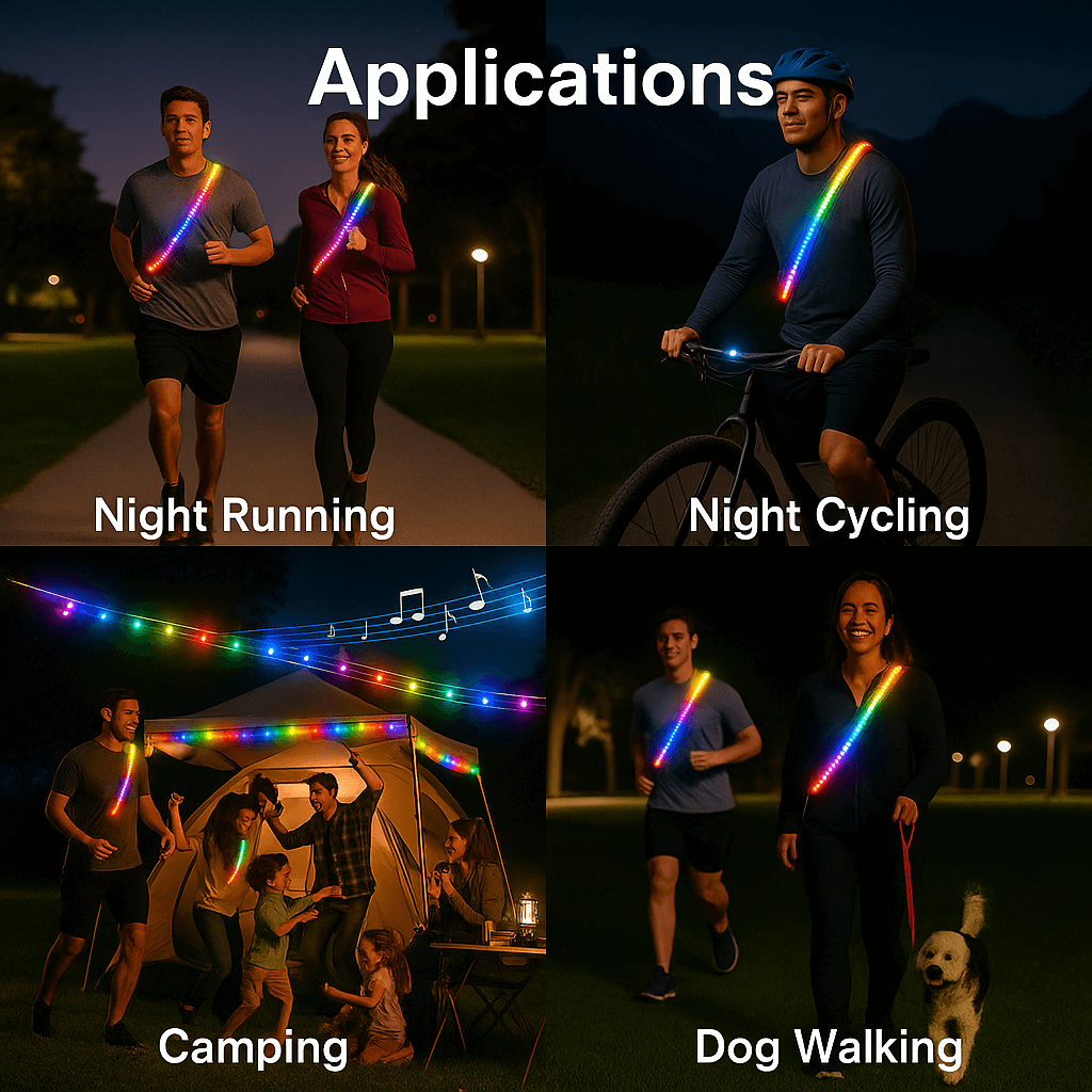 🚚🇺🇸 Ships from USA | 4ft 5V Multi-Mode Waterproof LED Safety Strip – USB Powered Light with Music Sync for Night Running, Cycling & Camping