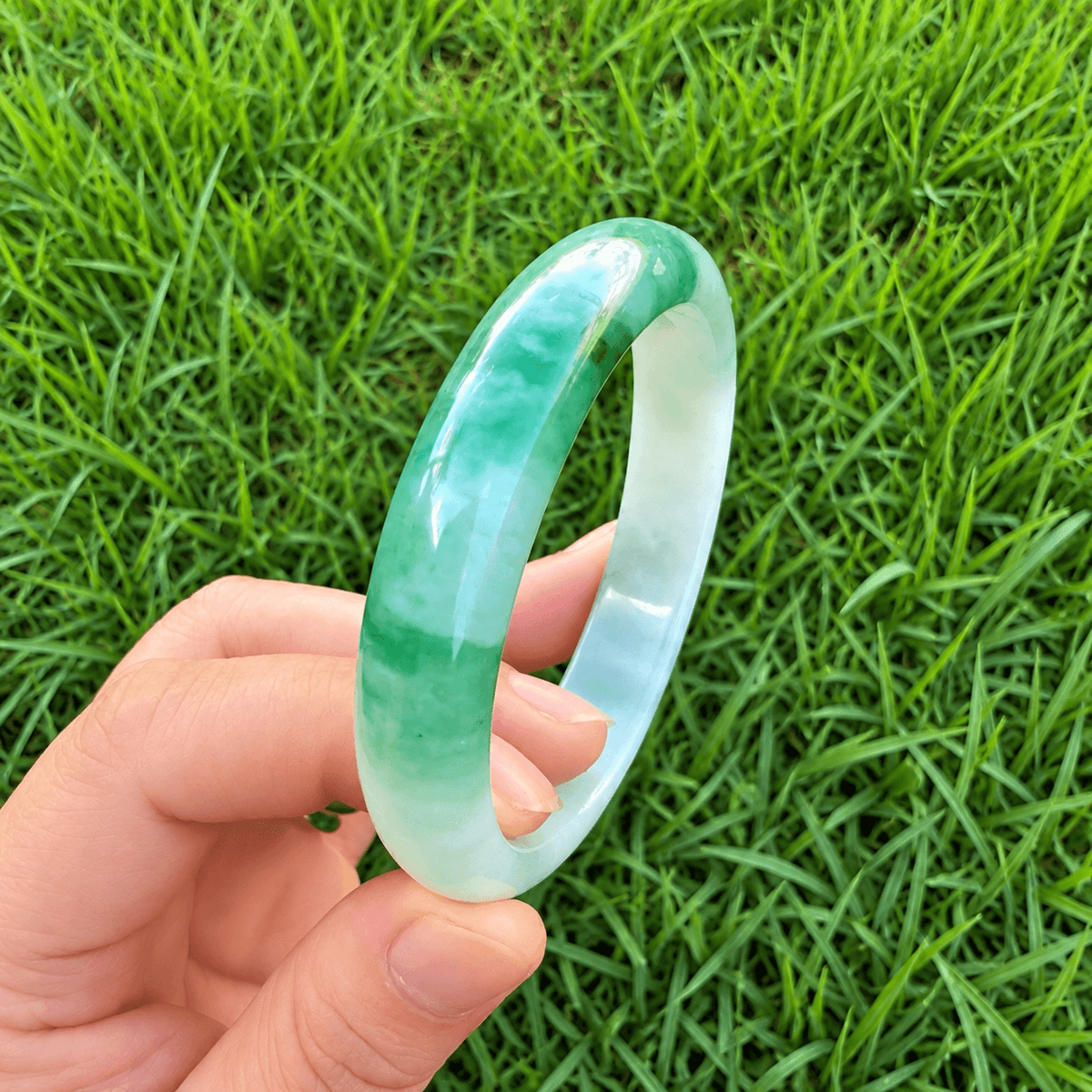 Natural Grade A Jadeite Bangle 57mm– Timeless Beauty of Faith