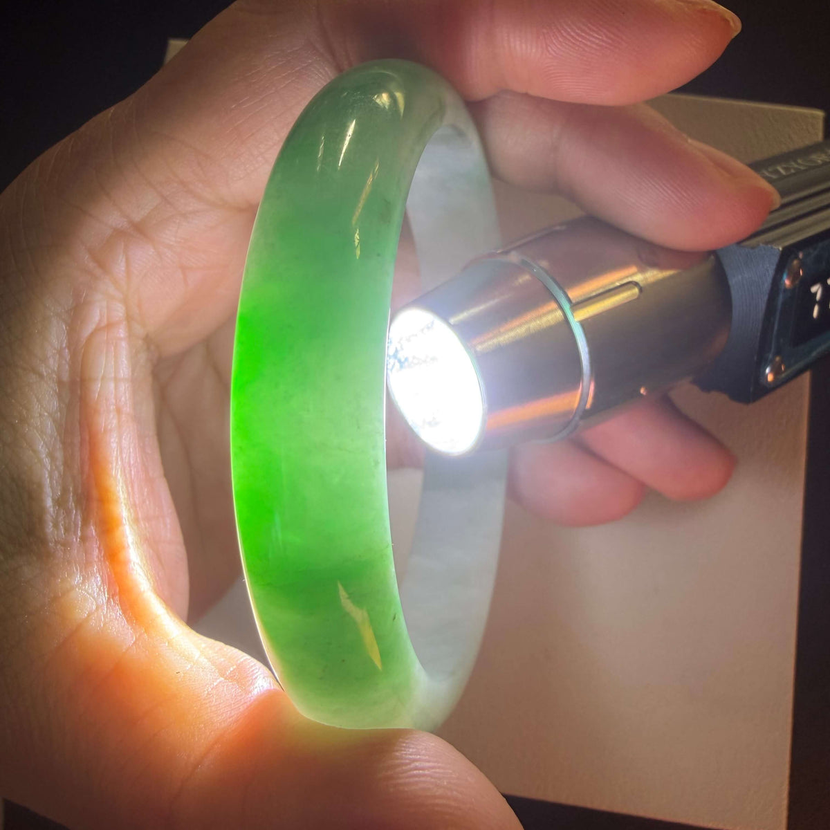 Natural Grade A Jadeite Bangle 57mm– Timeless Beauty of Faith