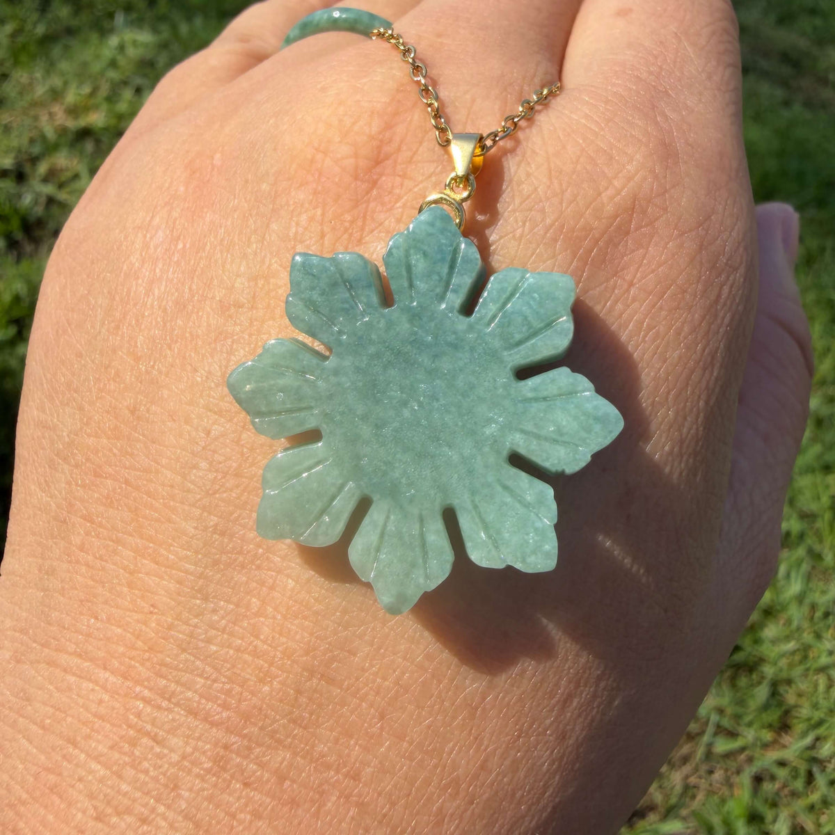 Natural Grade A Green Jadeite Filipino Sunflower Jadeite Pendant