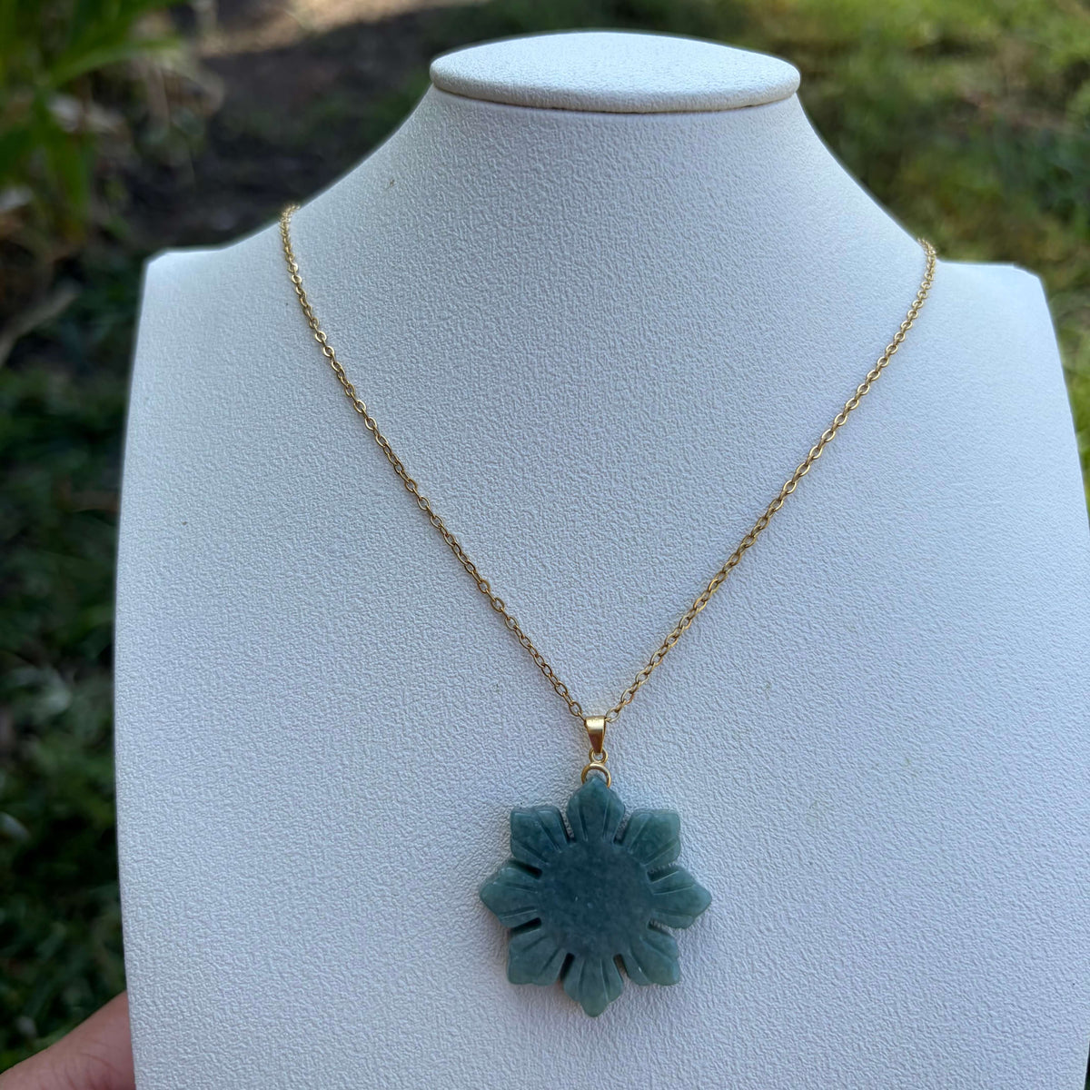 Natural Grade A Green Jadeite Filipino Sunflower Jadeite Pendant