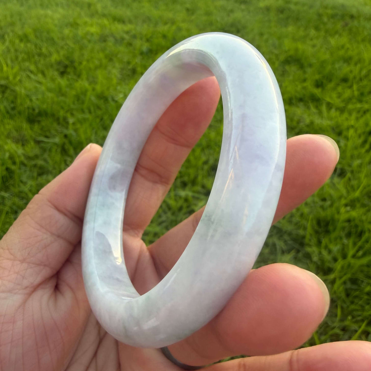 Grade A Lavender & Green Jadeite Bangle – 60mm