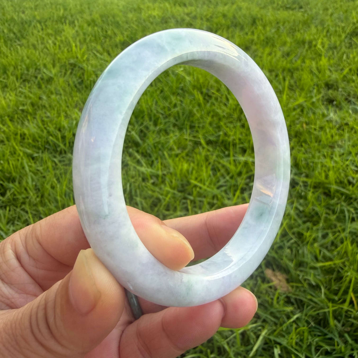 Grade A Lavender & Green Jadeite Bangle – 60mm
