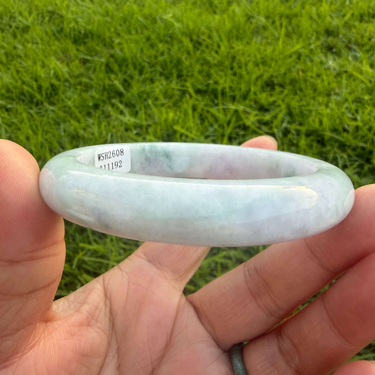 Grade A Lavender & Green Jadeite Bangle – 60mm