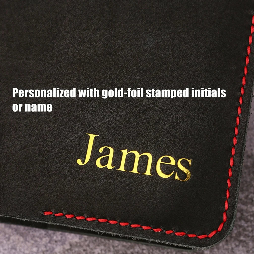 Personalized Leather Bible Cover with Cross & Pen Holder – Custom Name Engraved