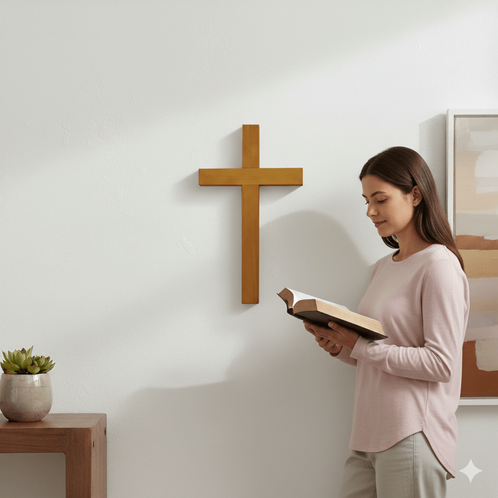 Solid Cherry Wood Wall Cross | Christian Home Décor, Symbol of Faith and Grace