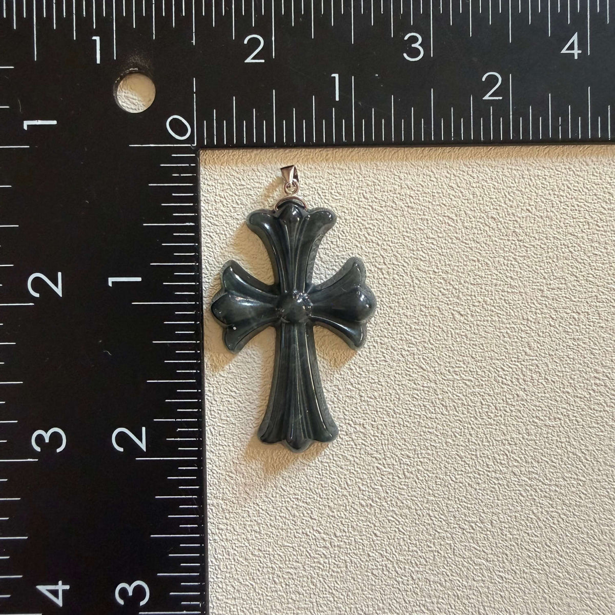 Natural Grade A Black Wuji Jadeite Cross Pendant – Faith-Inspired Jewelry
